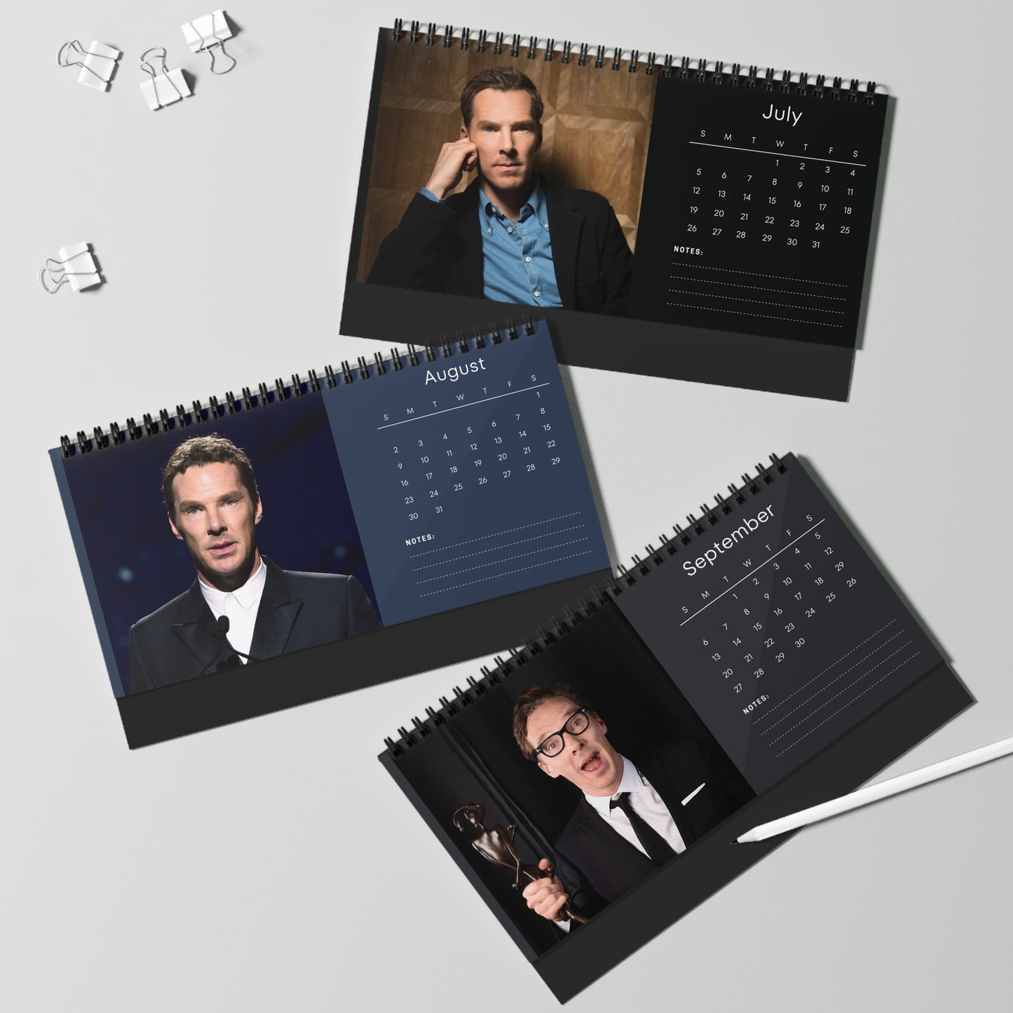 Benedict Cumberbatch 2026 Desk Calendar | Premium Spiral-Bound Celebrity Photo Calendar | Elegant Collectible Gift for Fans & Desk Décor