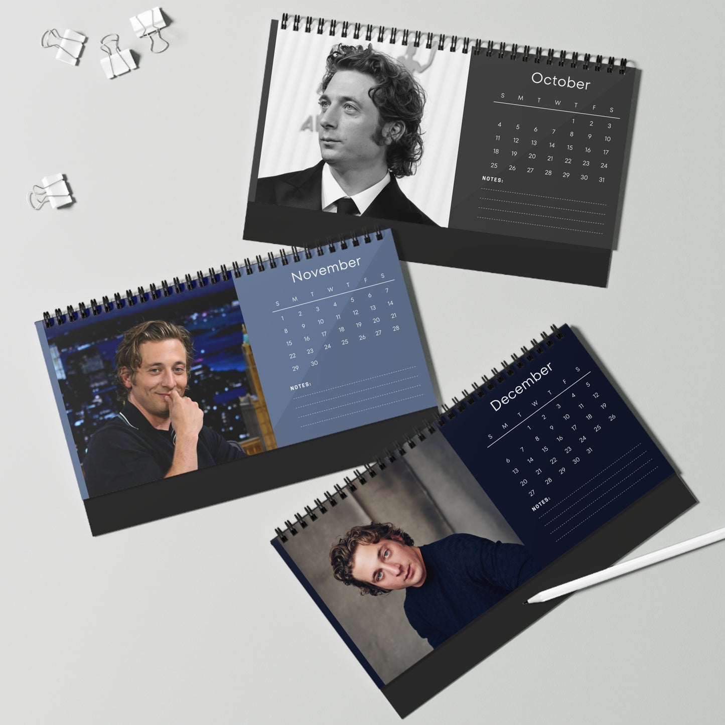 Jeremy Allen White 2026 Desk Calendar | Premium Spiral Bound Celebrity Photo Calendar | Collectible Fan Gift | Stylish Desk & Office Décor