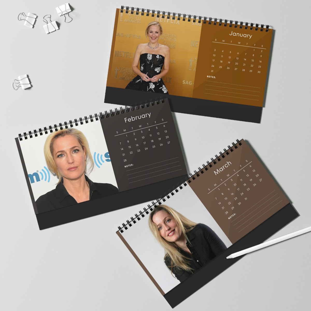 Gillian Anderson 2027 Desk Calendar Vol 2 | Spiral Bound Photo Calendar | Fan Gift