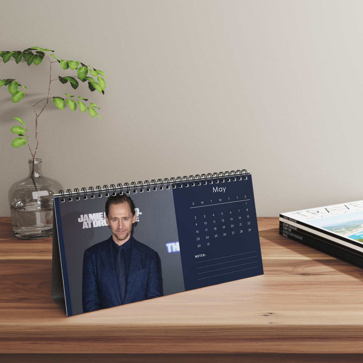 Tom Hiddleston 2027 Desk Calendar Vol 4 | Spiral Bound Photo Calendar | Fan Gift