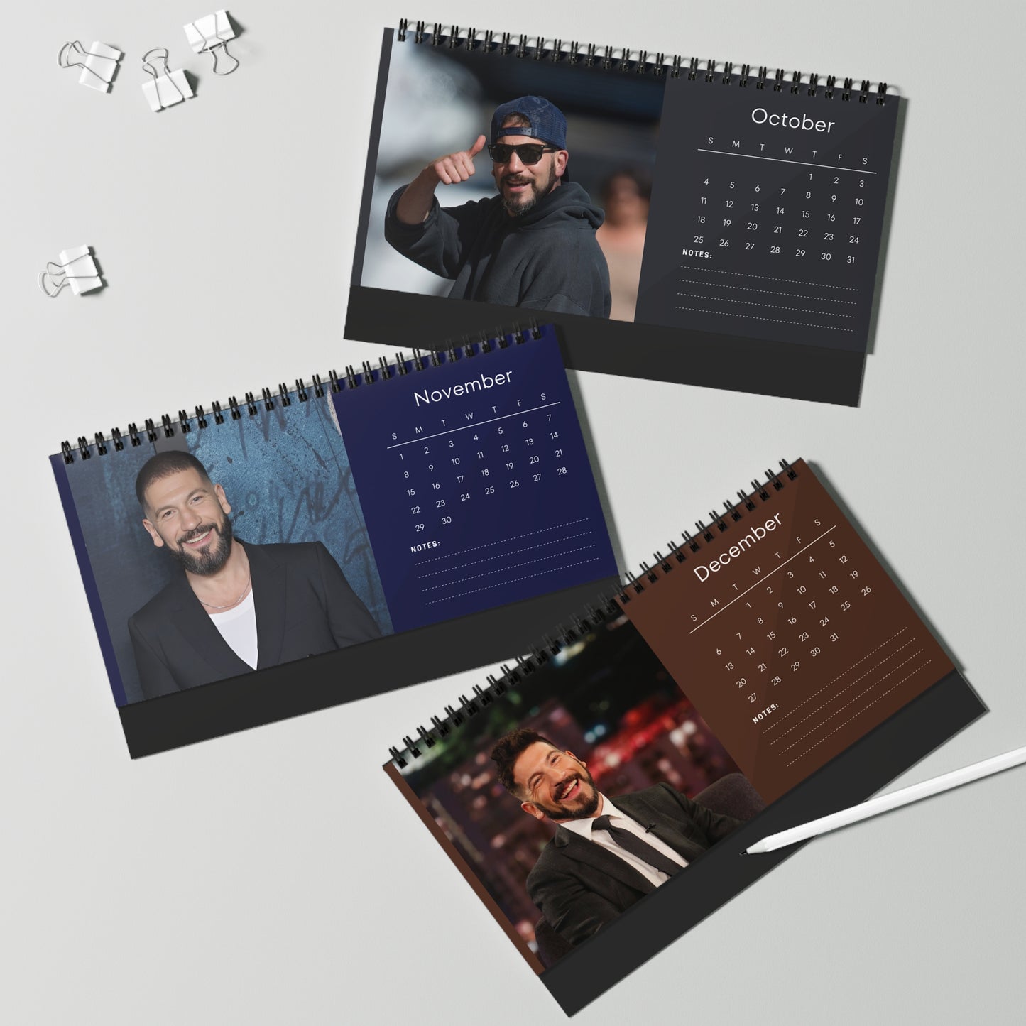 Jon Bernthal 2026 Desk Calendar | Punisher Actor Planner | TV & Movie Star Gift | Frank Castle Calendar | Home Office Decor