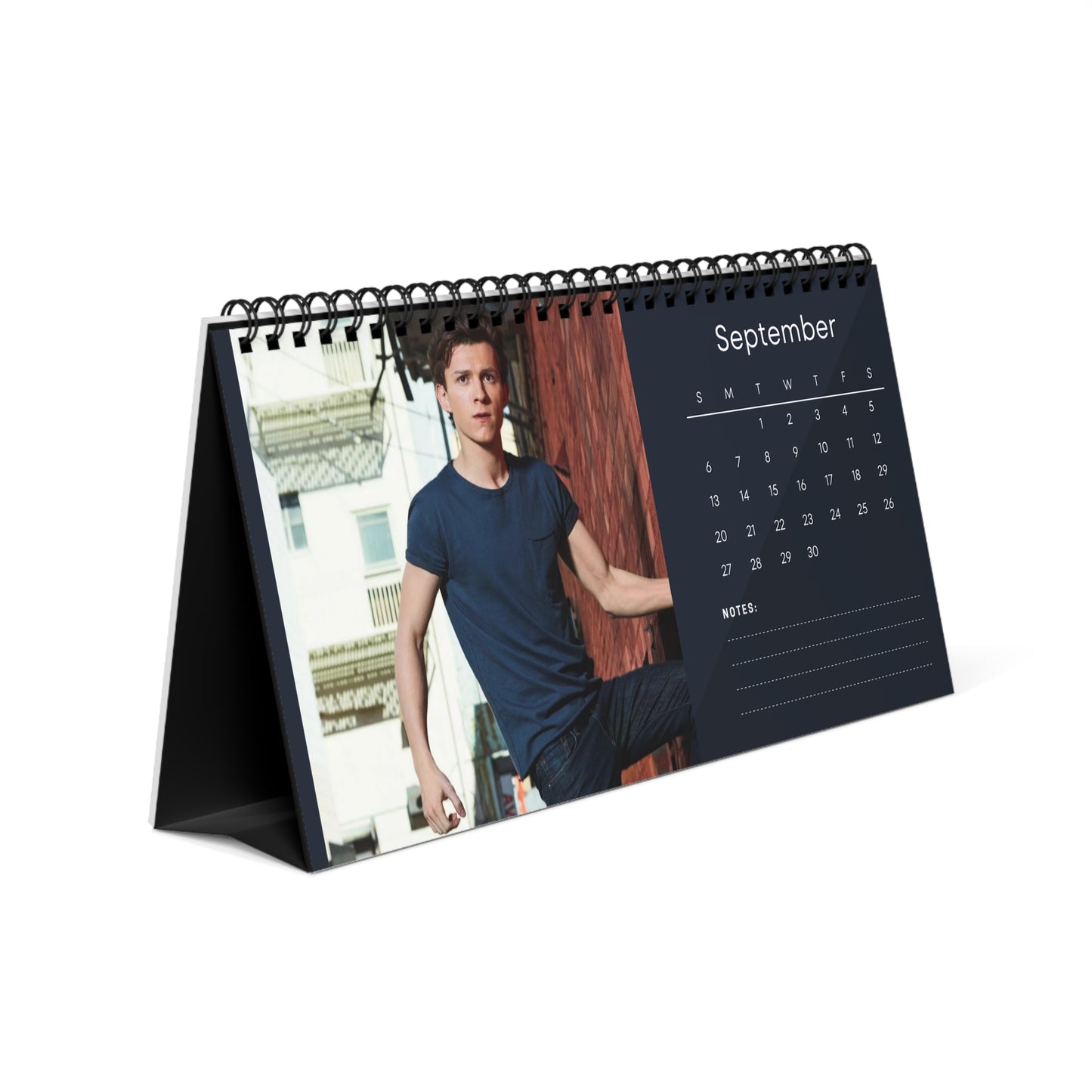 Tom Holland 2026 Desk Calendar | Celebrity Spiral Bound Photo Calendar | Fan Collectible Gift | Stylish Desk & Office Décor