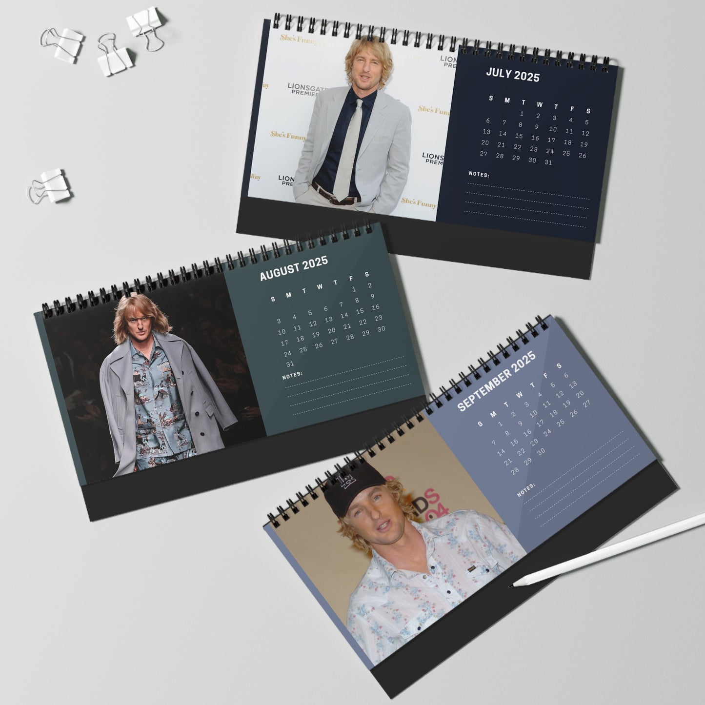 Owen Wilson 2025 Desk Calendar | Owen Wilson Calendar | Fan Gift