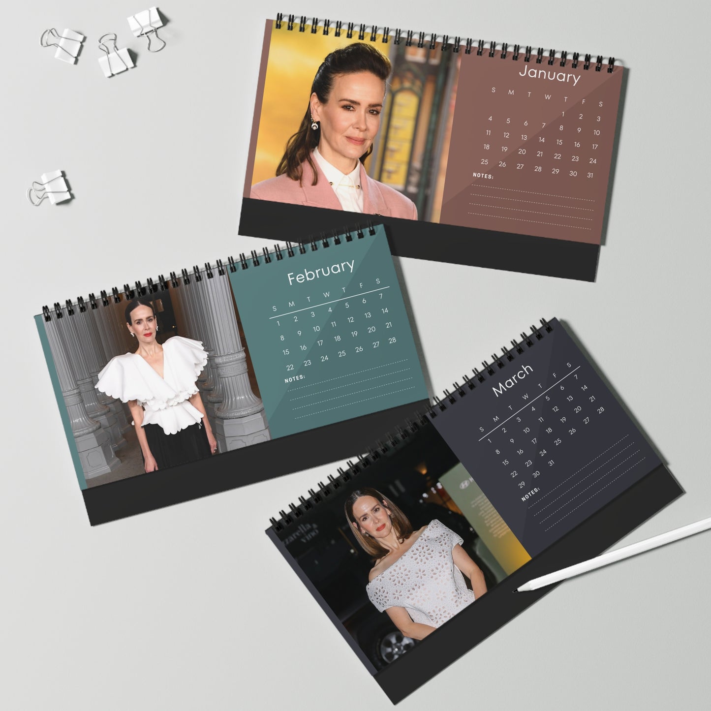 Sarah Paulson 2026 Desk Calendar | Premium Spiral Bound Celebrity Photo Calendar | High-Quality Fan Gift & Desk Décor