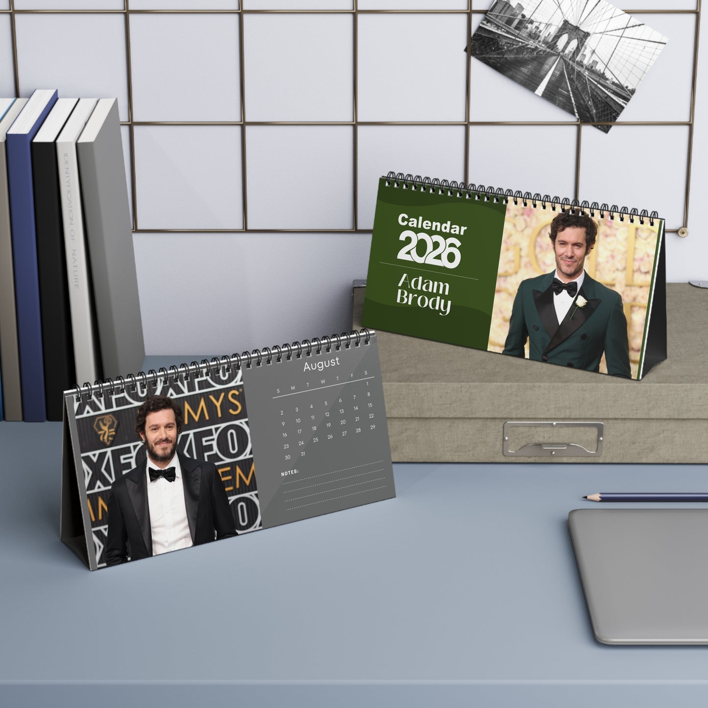 Adam Brody 2026 Desk Calendar | Celebrity Spiral Bound Photo Calendar | Collectible Fan Gift | Stylish Desk & Office Décor