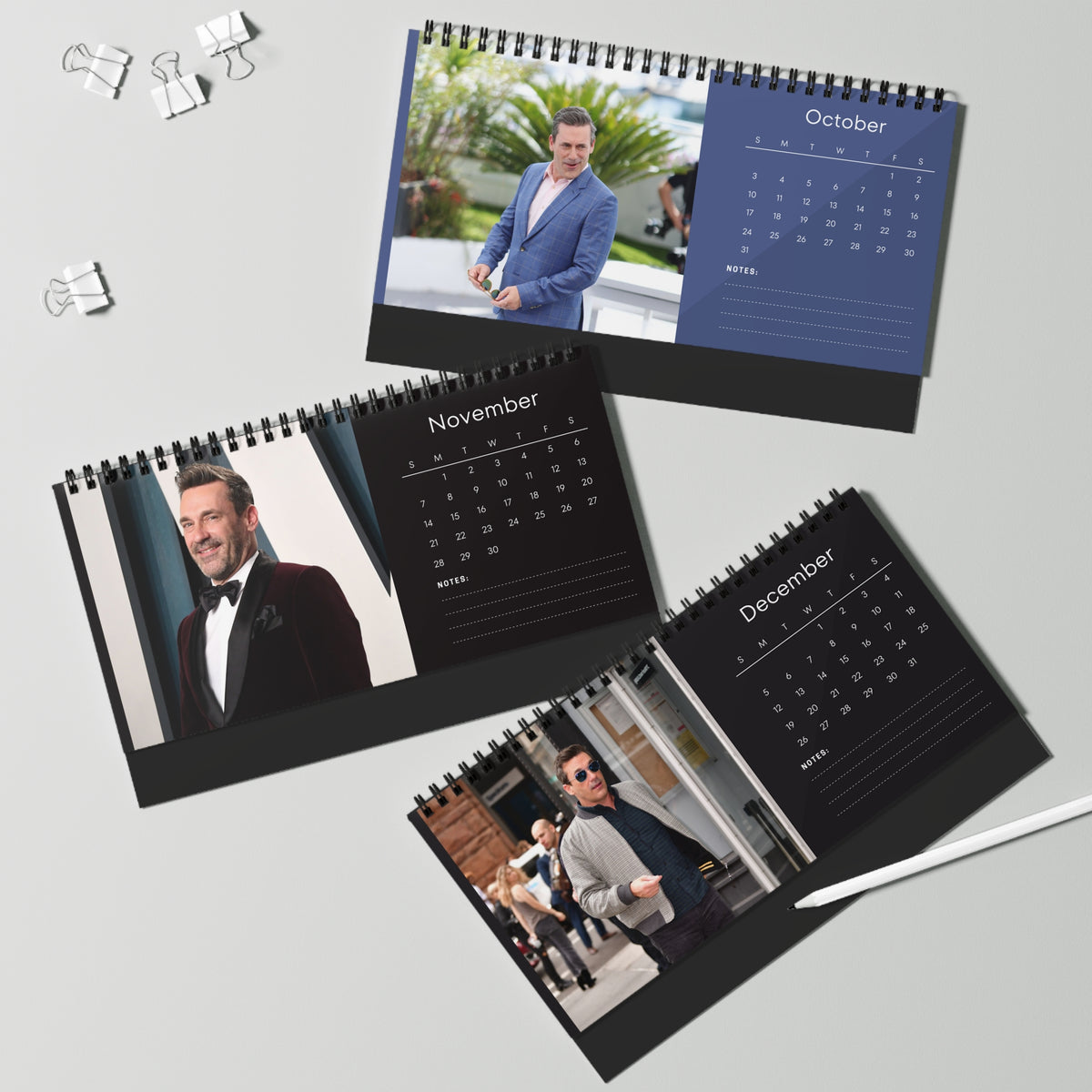 Jon Hamm 2027 Desk Calendar Vol 1 | Spiral Bound Photo Calendar | Fan Gift