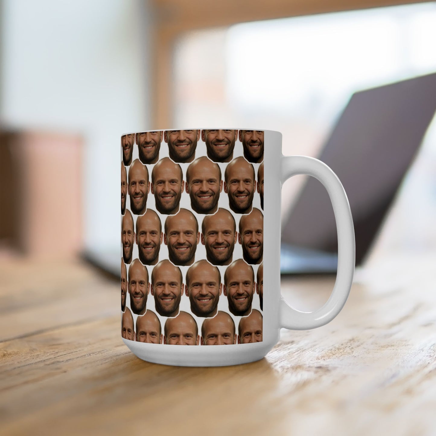 Jason Statham Face Pattern Ceramic Mug | Unique Gift for Jason Statham Fans