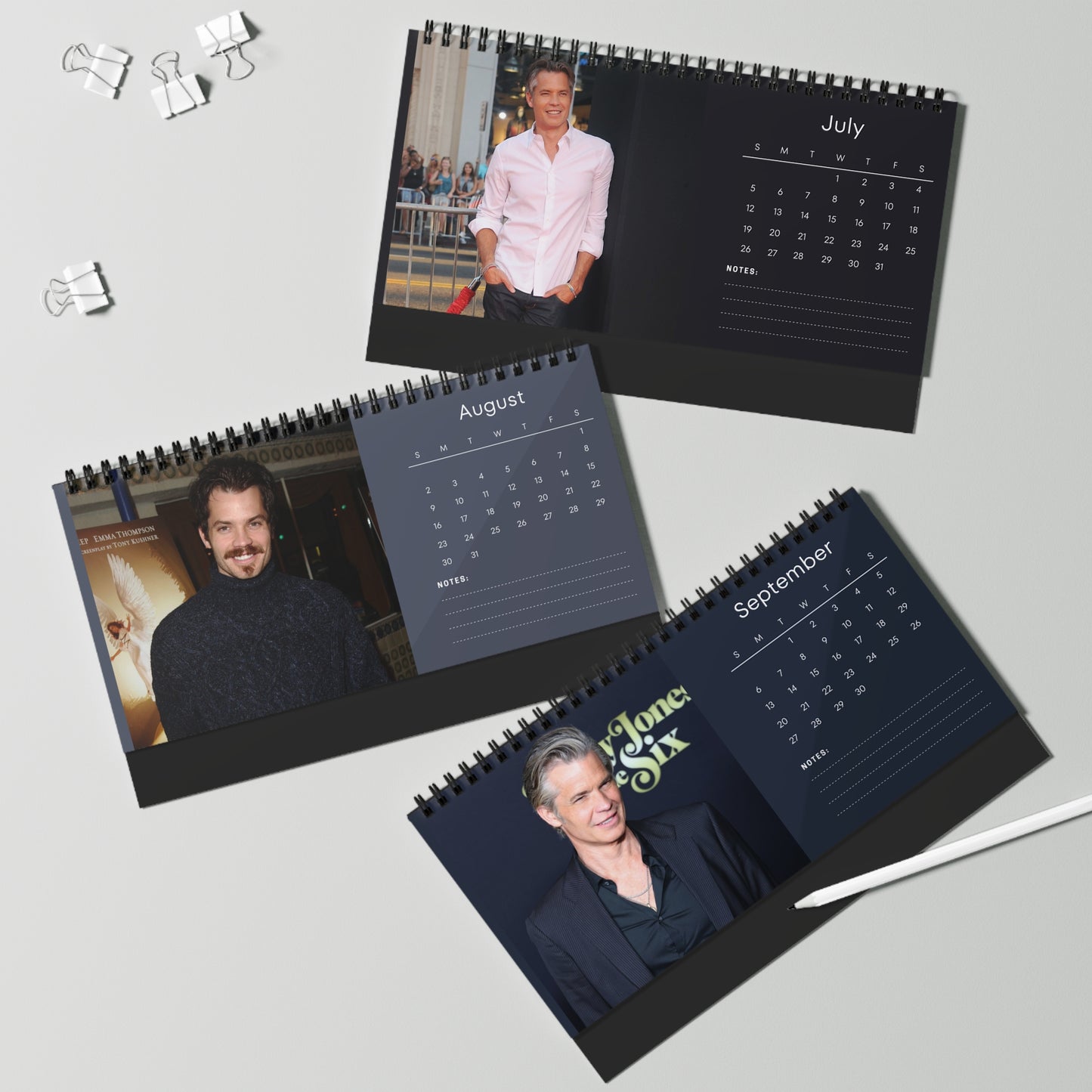 Timothy Olyphant 2026 Desk Calendar | Star Photo Calendar | Western TV Actor Gift