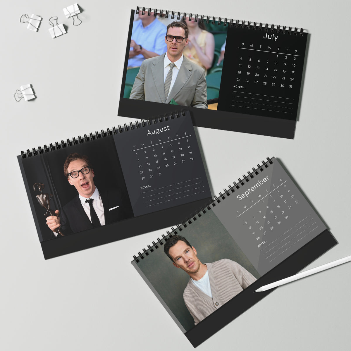 Benedict Cumberbatch 2027 Desk Calendar Vol 2 | Spiral Bound Photo Calendar | Fan Gift