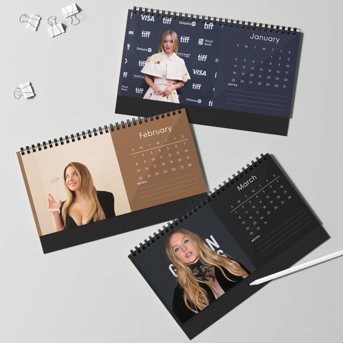 Sydney Sweeney 2026 Desk Calendar | Celebrity Photo Calendar | Hollywood Actress | Glam Desk Accessory & Fan Gift