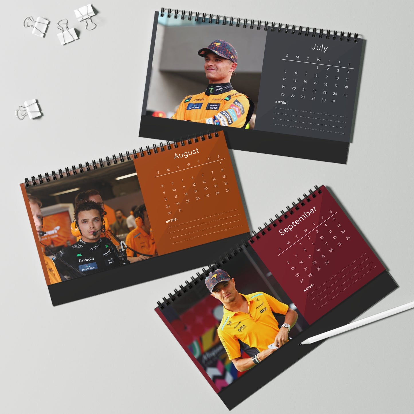 Lando Norris 2026 Desk Calendar | Formula 1 Driver Gift | McLaren Racing Fan | F1 Calendar | Motorsport Decor | Office Desk