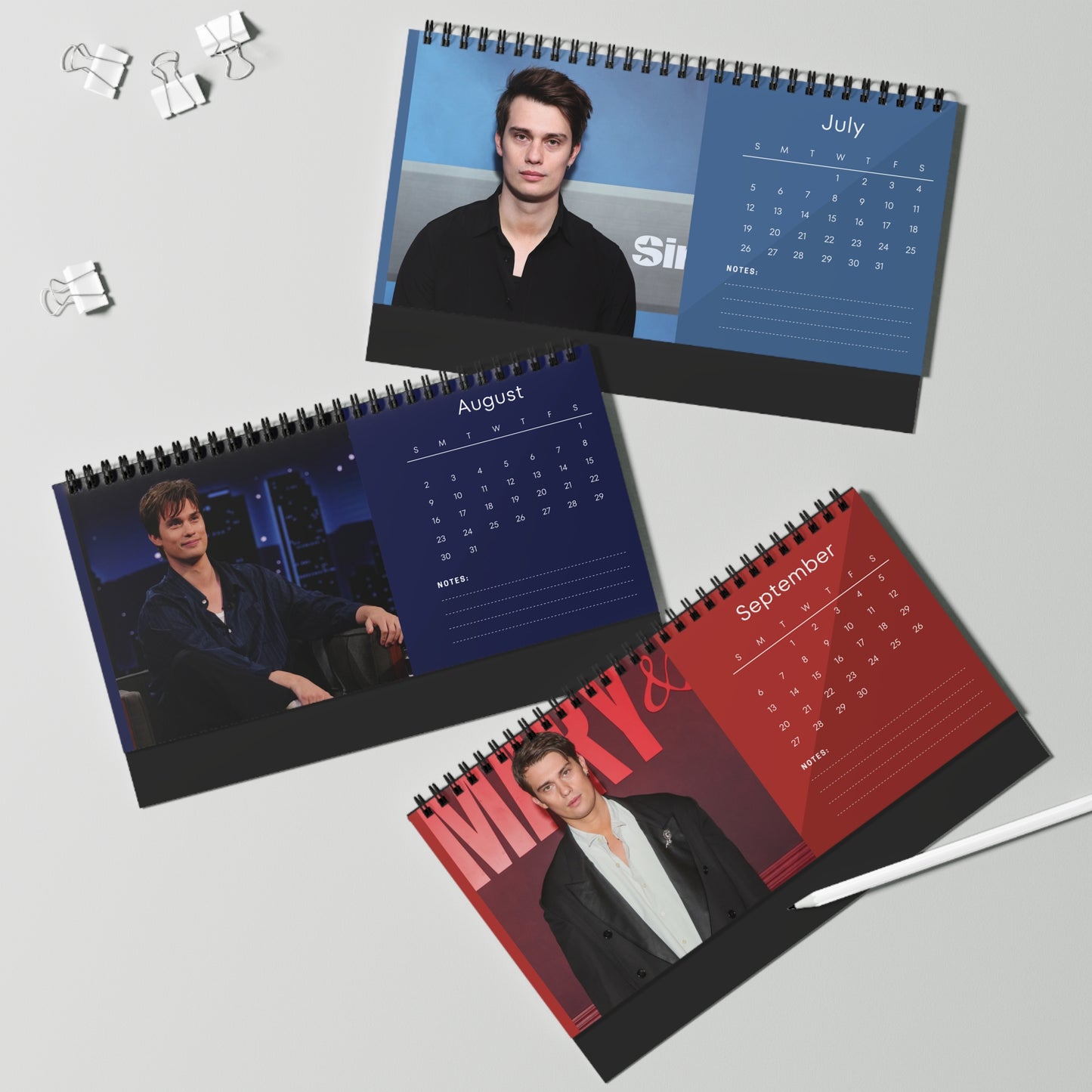 Nicholas Galitzine 2026 Desk Calendar | Premium Spiral Bound Celebrity Photo Calendar | High-Quality Fan Gift & Desk Décor