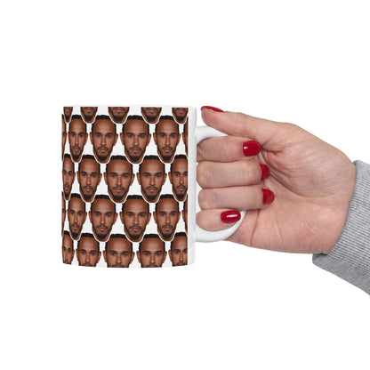Lewis Hamilton Face Pattern Ceramic Mug | Unique Gift for Lewis Hamilton Fans
