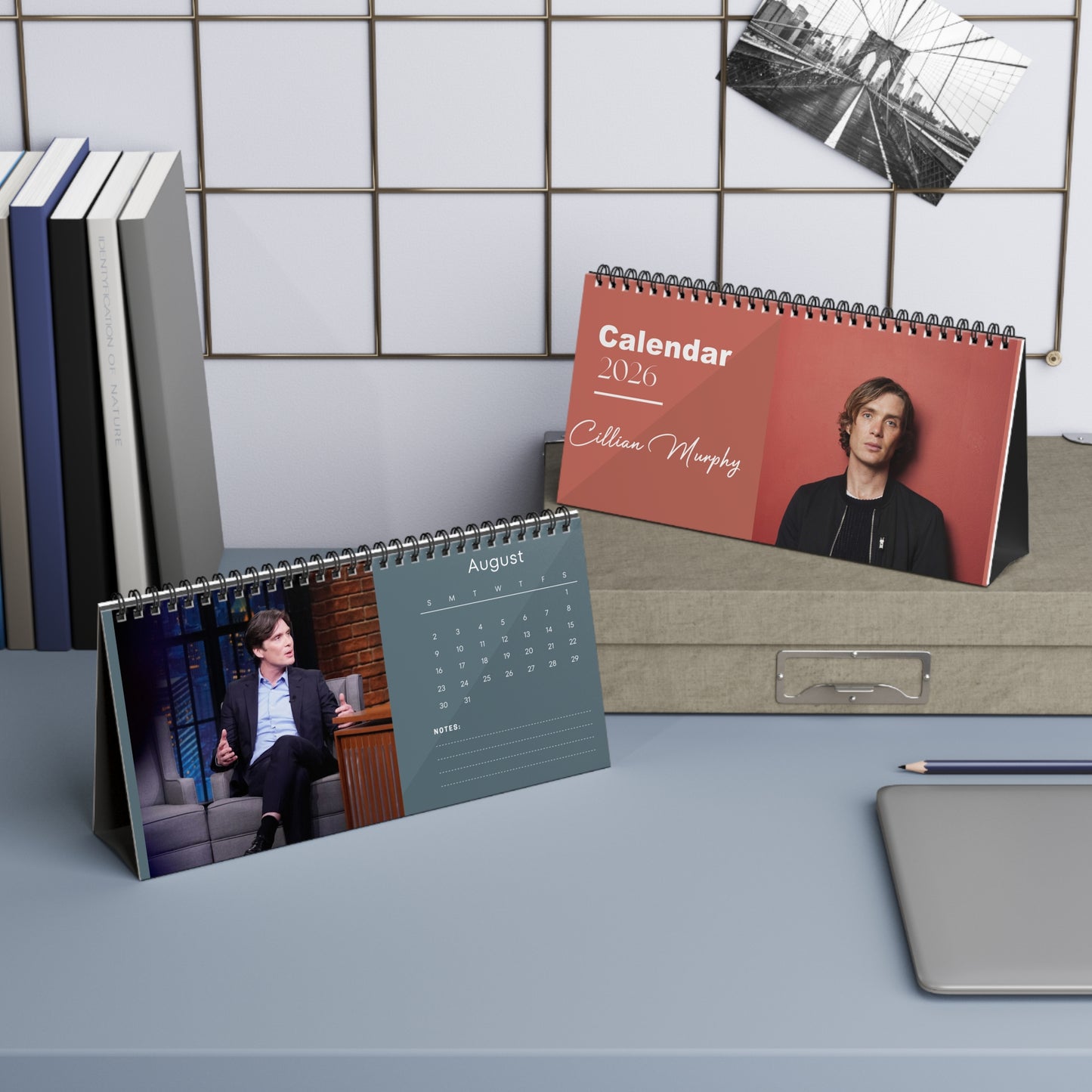 Cillian Murphy 2026 Desk Calendar | Premium Spiral Bound Celebrity Photo Calendar | High-Quality Fan Gift & Desk Décor
