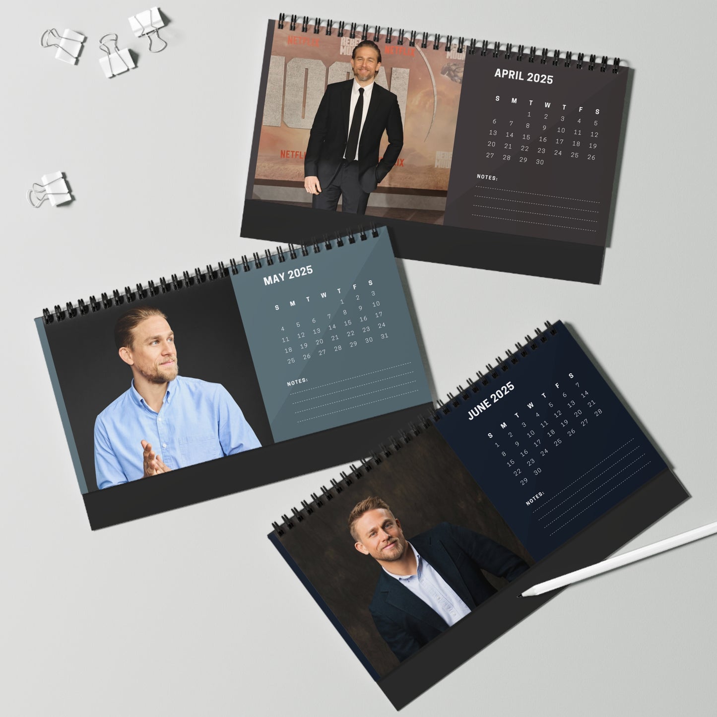 Charlie Hunnam 2025 Desk Calendar | Charlie Hunnam Calendar | Fan Gift