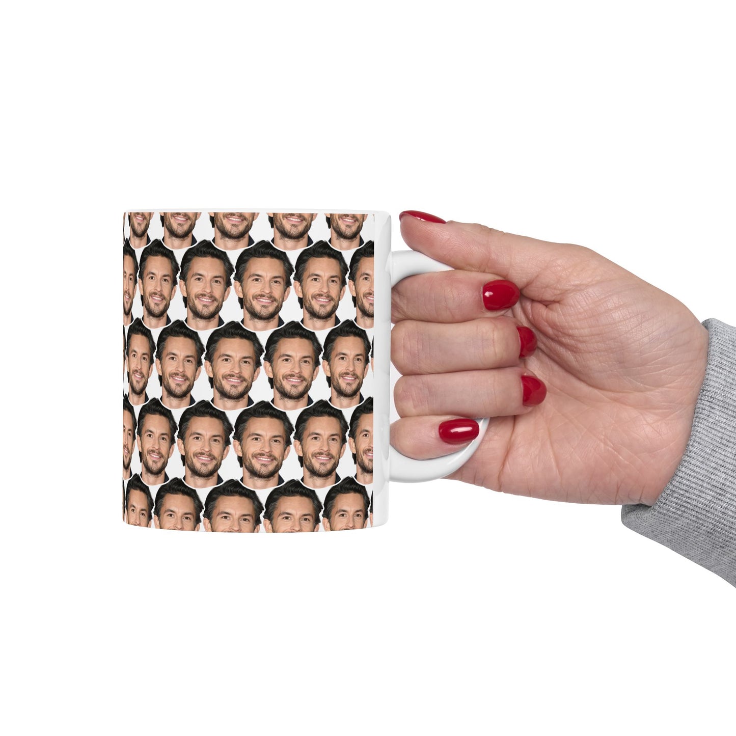 Jonathan Bailey Face Pattern Ceramic Mug | Unique Gift for Jonathan Bailey White Fans