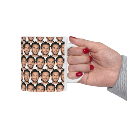 Jonathan Bailey Face Pattern Ceramic Mug | Unique Gift for Jonathan Bailey White Fans