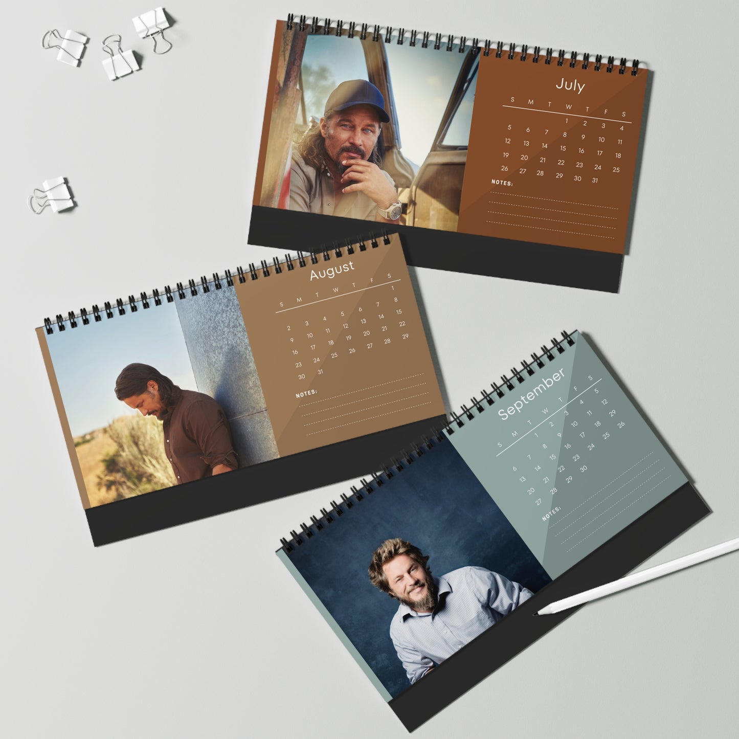 Travis Fimmel 2026 Desk Calendar | Celebrity Spiral Bound Photo Calendar | Fan Collectible Gift | Stylish Desk & Office Décor