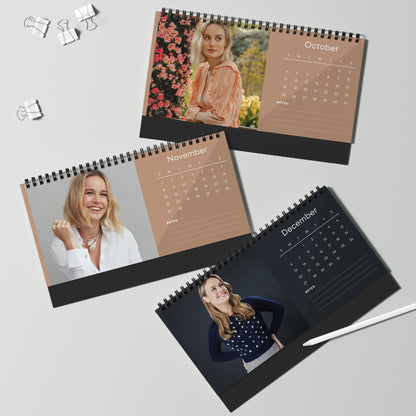 Brie Larson 2026 Desk Calendar | Premium Spiral Bound Celebrity Photo Calendar | Collectible Fan Gift | Stylish Desk & Office Décor
