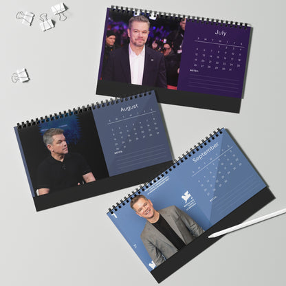 Matt Damon 2026 Desk Calendar | Premium Spiral Bound Celebrity Photo Calendar | Stylish Collectible Gift for Fans & Desk Décor