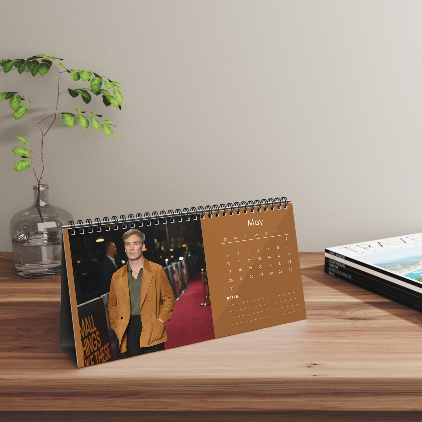 Cillian Murphy 2026 Desk Calendar | Premium Spiral Bound Celebrity Photo Calendar | Collectible Fan Gift | Stylish Desk & Office Décor