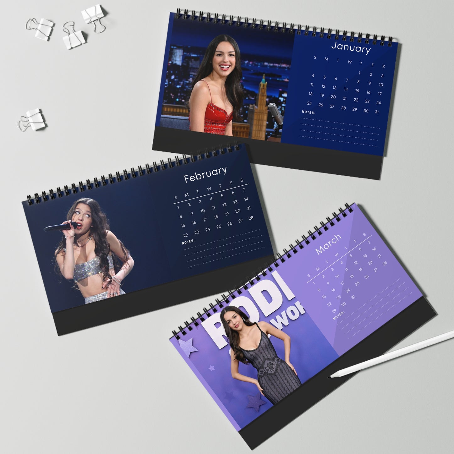 Olivia Rodrigo 2026 Desk Calendar | Premium Spiral Bound Celebrity Photo Calendar | Stylish Collectible Gift for Fans & Desk Décor