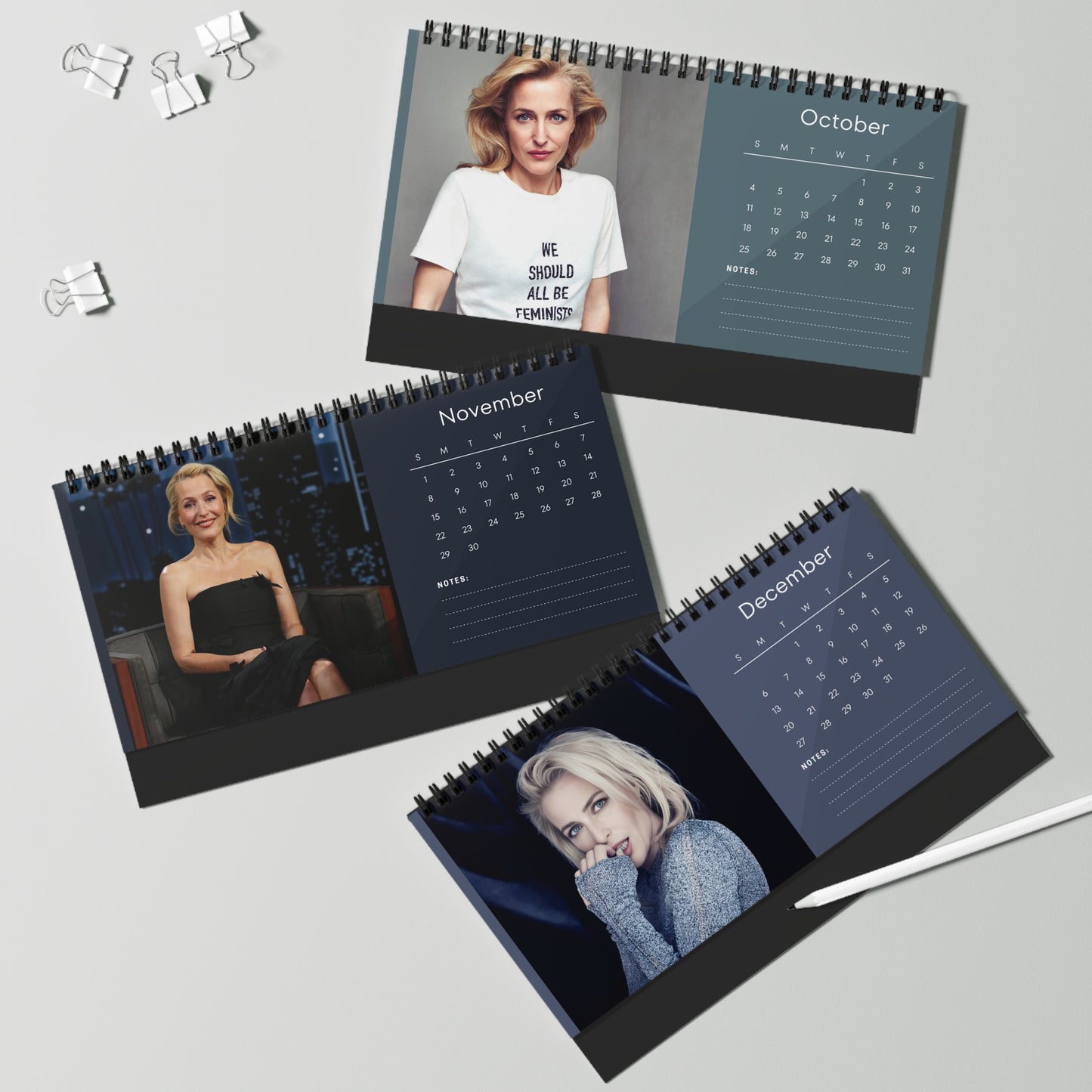 Gillian Anderson 2026 Desk Calendar | The X-Files & The Crown Actress | Celebrity Gift | Office Decor