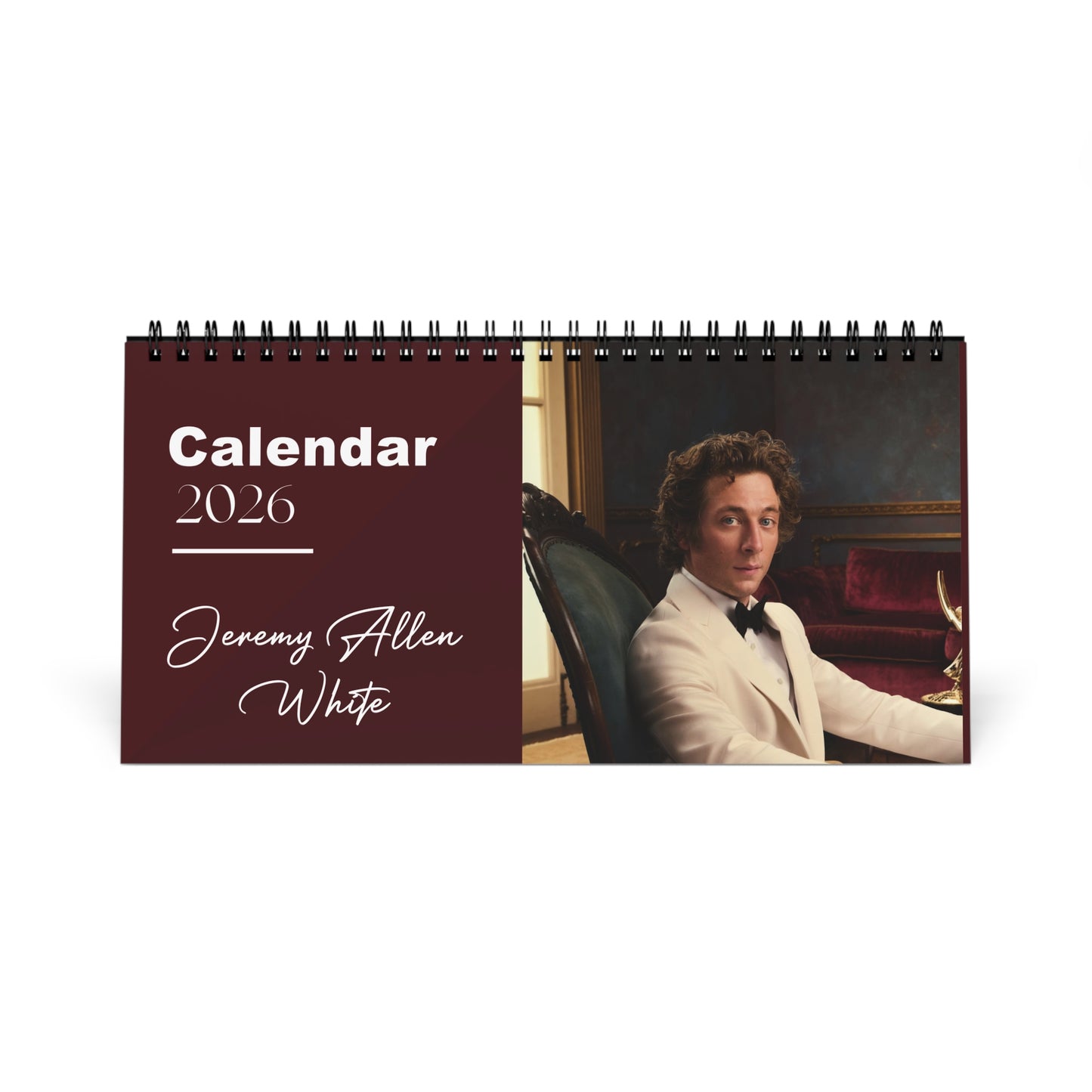 Jeremy Allen White 2026 Desk Calendar | Premium Spiral Bound Celebrity Photo Calendar | High-Quality Fan Gift & Desk Décor