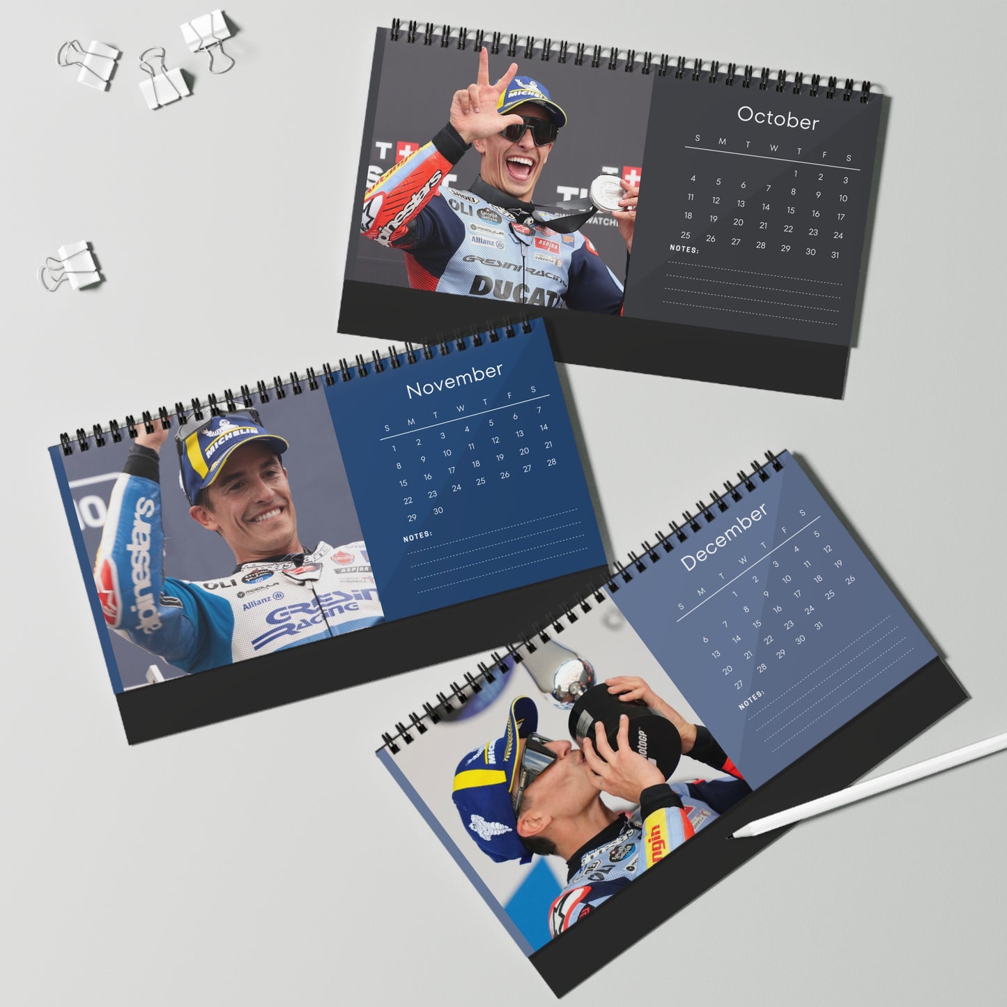 Marc Márquez 2026 Desk Calendar | Premium Spiral Bound MotoGP Star Photo Calendar | High-Quality Fan Gift & Desk Décor