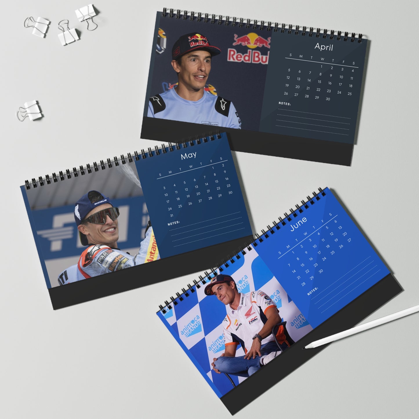 Marc Márquez 2026 Desk Calendar | Premium Spiral Bound MotoGP Star Photo Calendar | High-Quality Fan Gift & Desk Décor