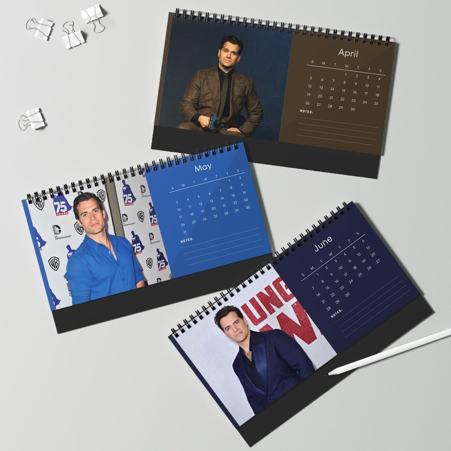 Henry Cavill 2026 Desk Calendar | Premium Spiral Bound Celebrity Photo Calendar | Collectible Fan Gift | Stylish Desk & Office Décor