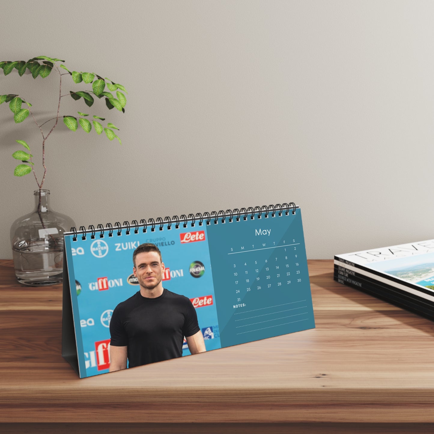 Richard Madden 2026 Desk Calendar | Premium Spiral-Bound Celebrity Photo Calendar | Fan Gift & Stylish Desk Décor