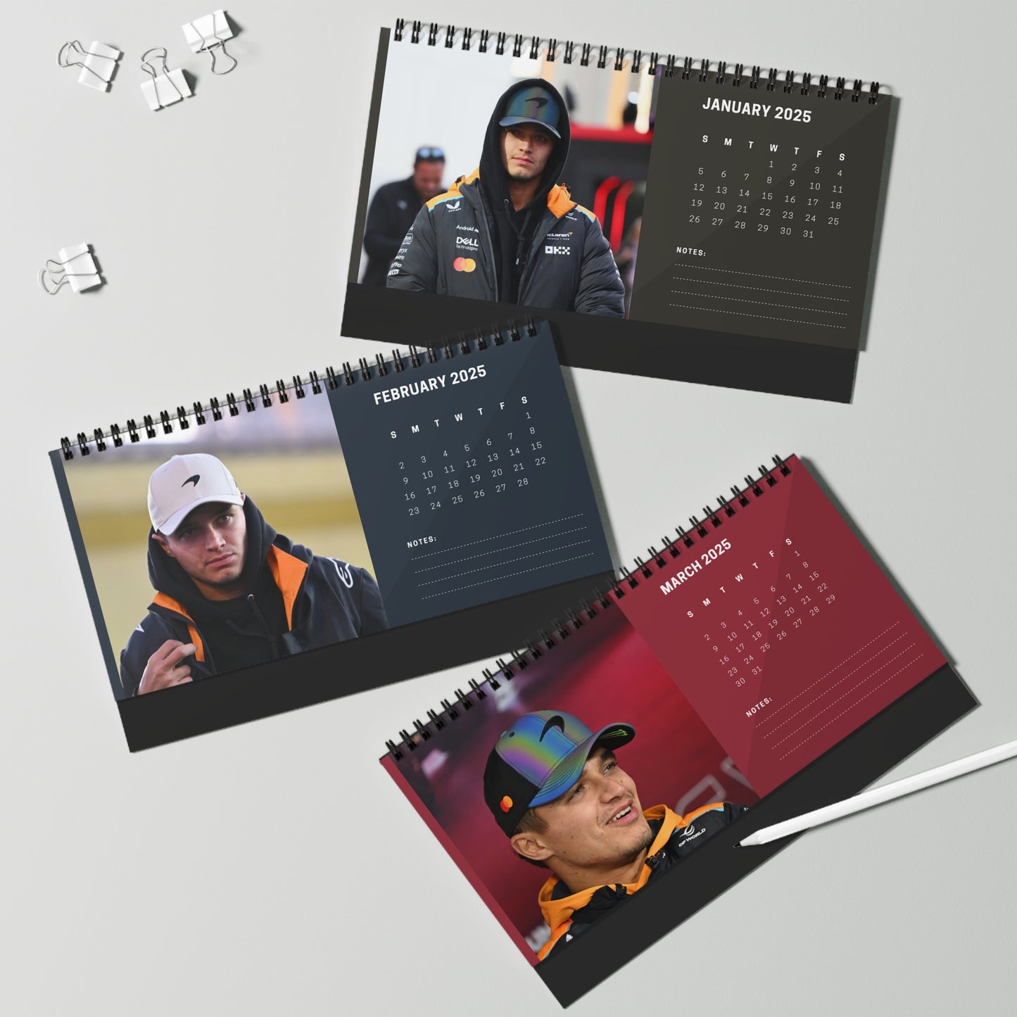 Lando Norris 2025 Desk Calendar | Lando Norris Calendar | Fan Gift