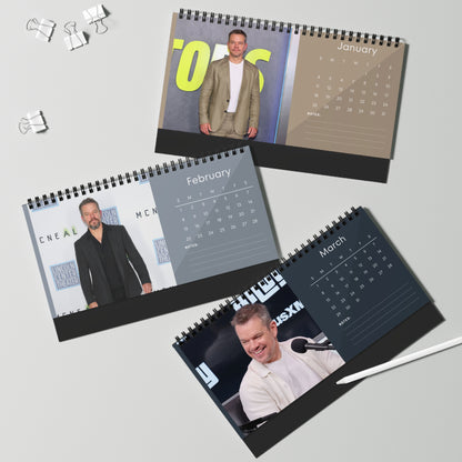 Matt Damon 2026 Desk Calendar | Premium Spiral Bound Celebrity Photo Calendar | High-Quality Fan Gift & Desk Décor