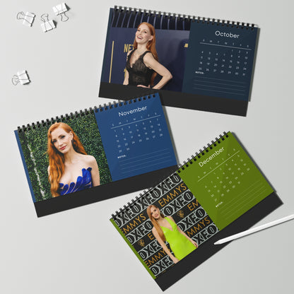 Jessica Chastain 2026 Desk Calendar | Premium Spiral Bound Celebrity Photo Calendar | High-Quality Fan Gift & Desk Décor