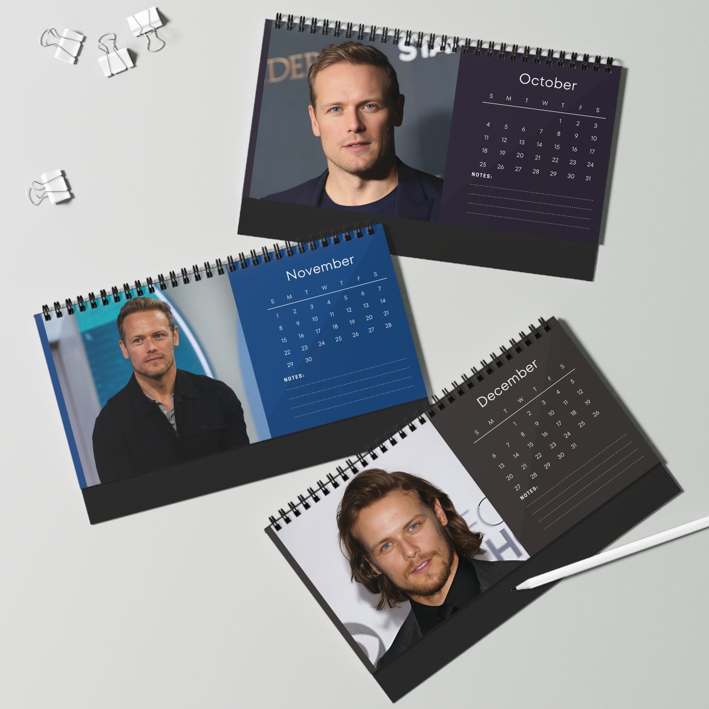 Sam Heughan 2026 Desk Calendar | Premium Desk Accessory & Fan Gift
