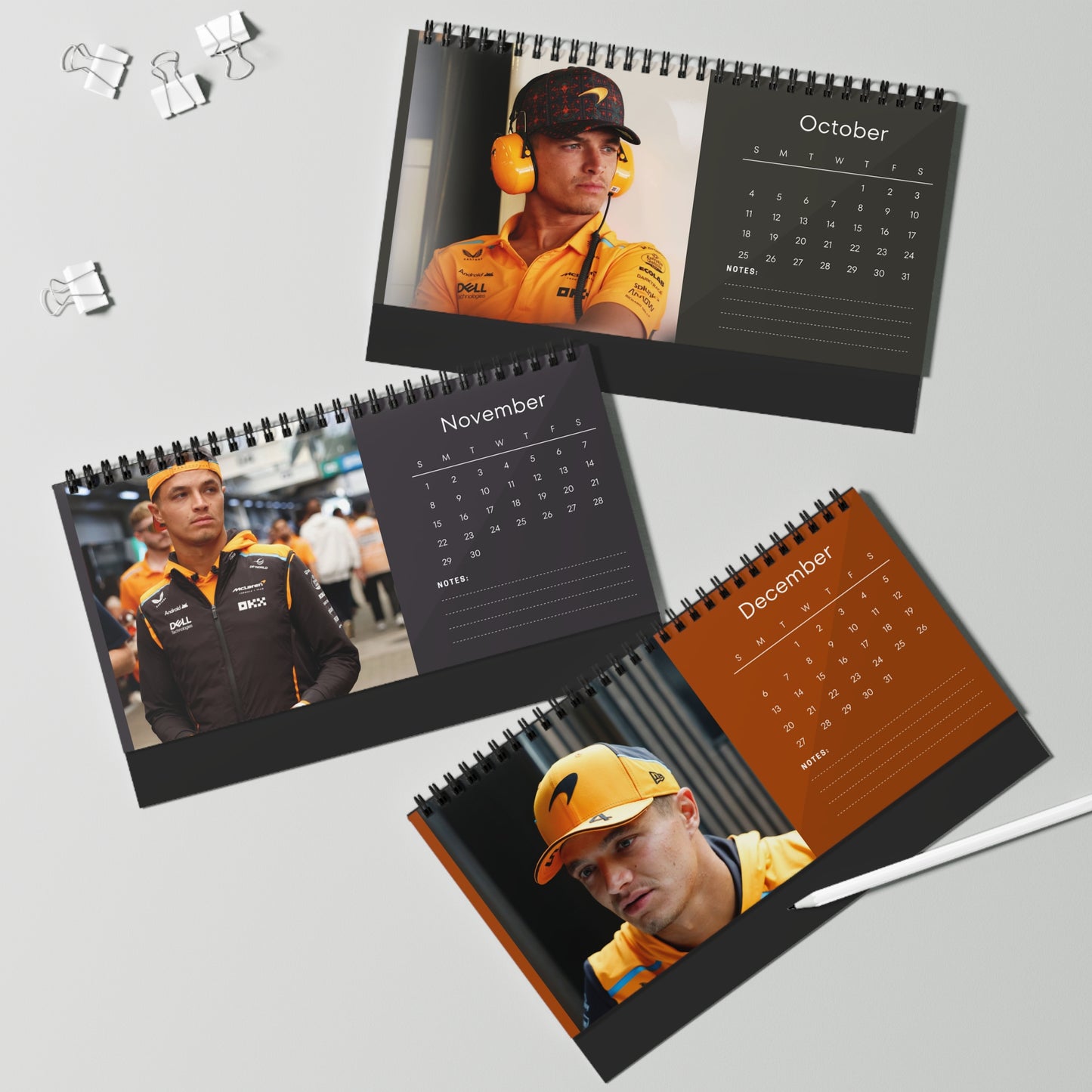 Lando Norris 2026 Desk Calendar | Premium Spiral Bound F1 Star Photo Calendar | High-Quality Fan Gift & Desk Décor