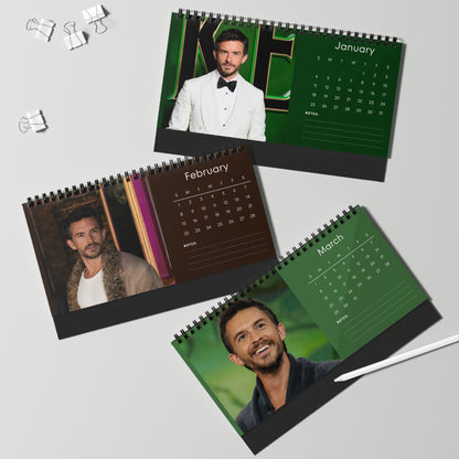 Jonathan Bailey 2026 Desk Calendar | Premium Spiral Bound Celebrity Photo Calendar | High-Quality Fan Gift & Desk Décor