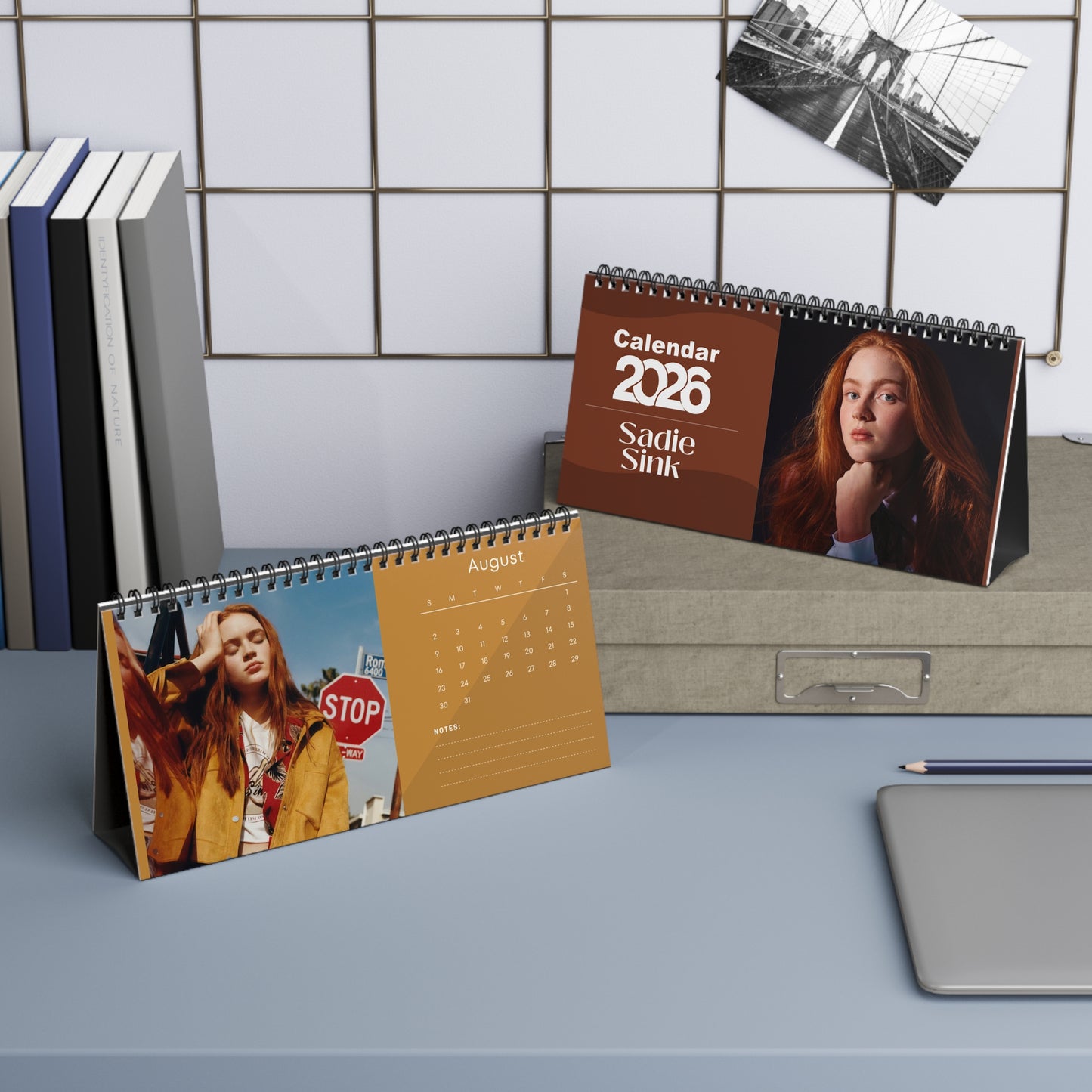 Sadie Sink 2026 Desk Calendar | Celebrity Spiral Bound Photo Calendar | Fan Collectible Gift | Stylish Desk & Office Décor