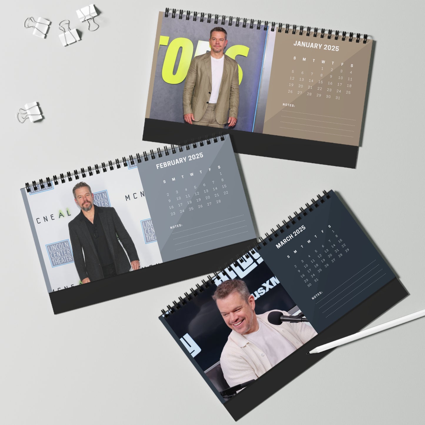 Matt Damon 2025 Desk Calendar | Matt Damon Calendar | Fan Gift