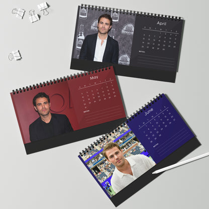 Paul Wesley 2026 Desk Calendar | Premium Spiral Bound Celebrity Photo Calendar | High-Quality Fan Gift & Desk Décor