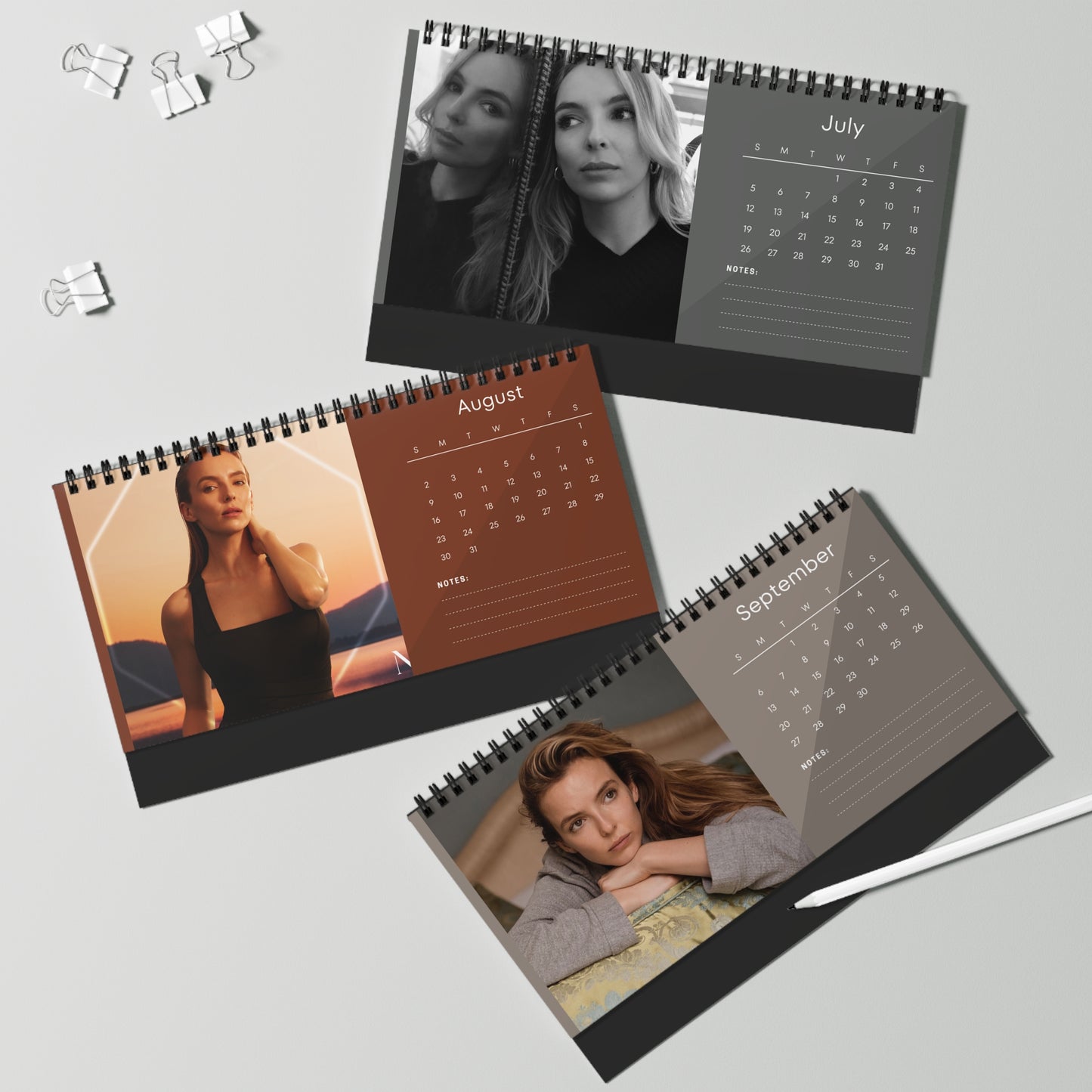 Jodie Comer 2026 Desk Calendar | Premium Spiral Bound Celebrity Photo Calendar | Collectible Fan Gift | Stylish Desk & Office Décor