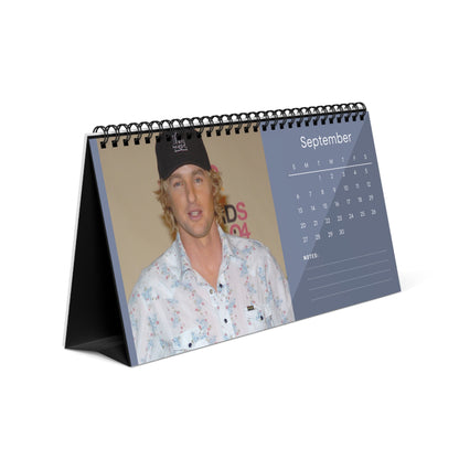 Owen Wilson 2026 Desk Calendar | Premium Spiral Bound Celebrity Photo Calendar | High-Quality Fan Gift & Desk Décor