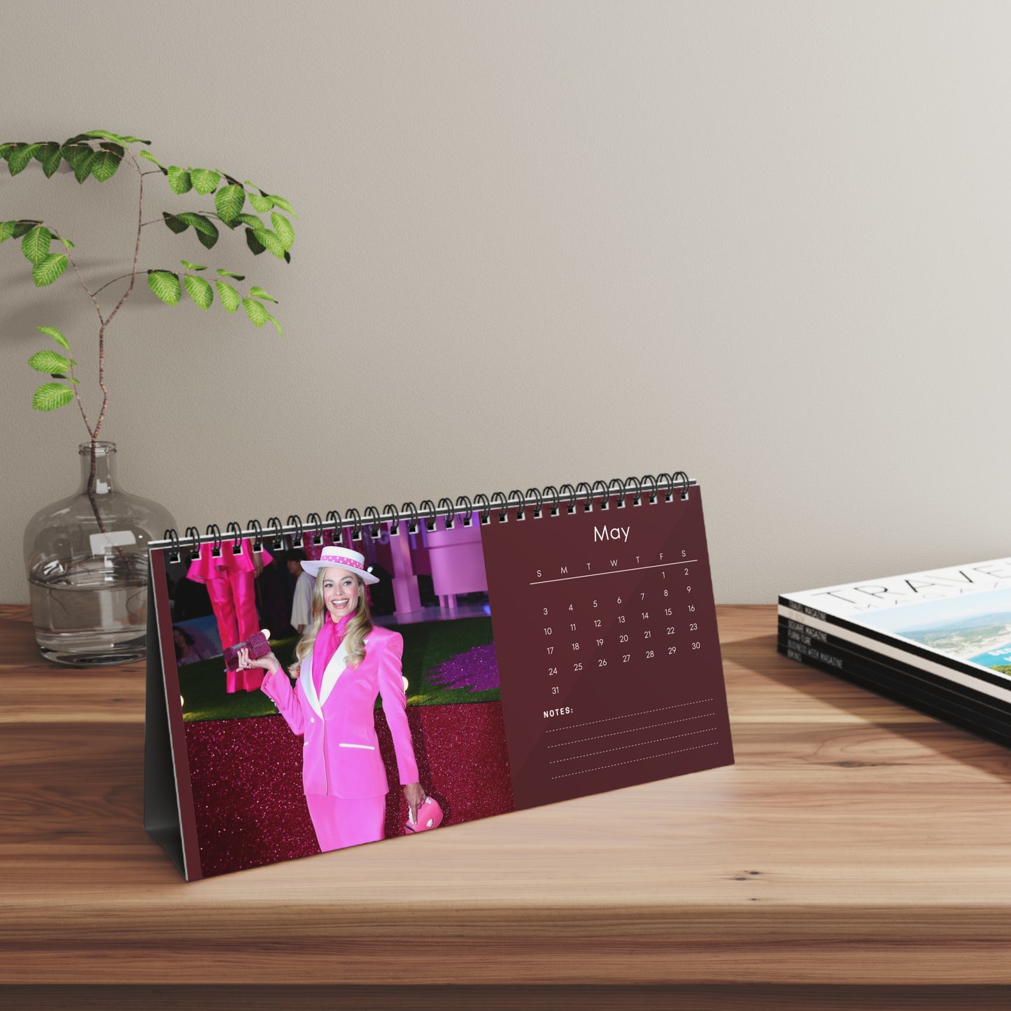 Margot Robbie 2026 Desk Calendar | Premium Spiral Bound Celebrity Photo Calendar | High-Quality Fan Gift & Desk Décor