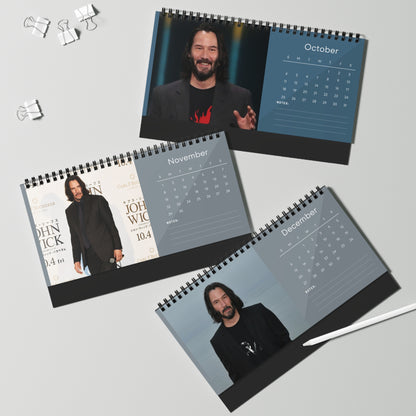 Keanu Reeves 2026 Desk Calendar | John Wick & Matrix Star | Hollywood Icon Planner | Actor Gift | Movie Decor