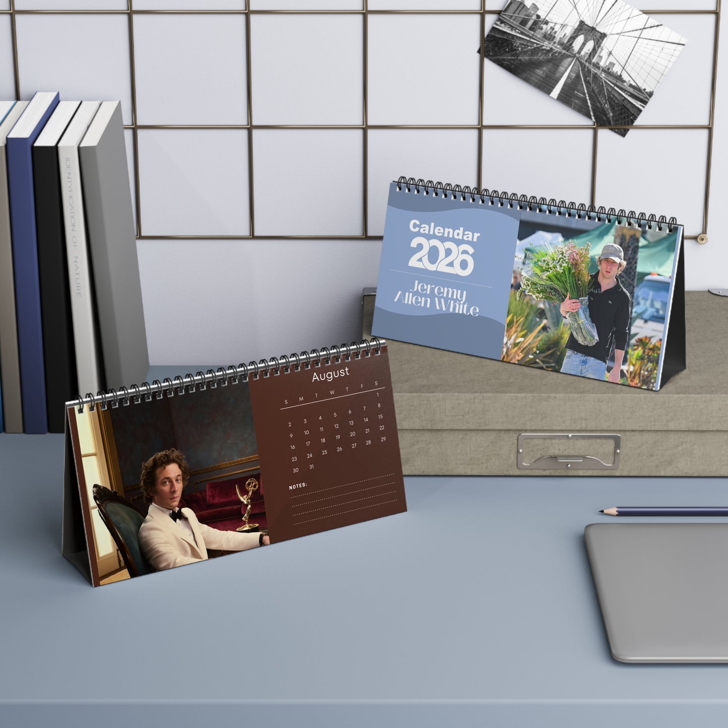 Jeremy Allen White 2026 Desk Calendar | Premium Spiral Bound Celebrity Photo Calendar | Collectible Fan Gift | Stylish Desk & Office Décor