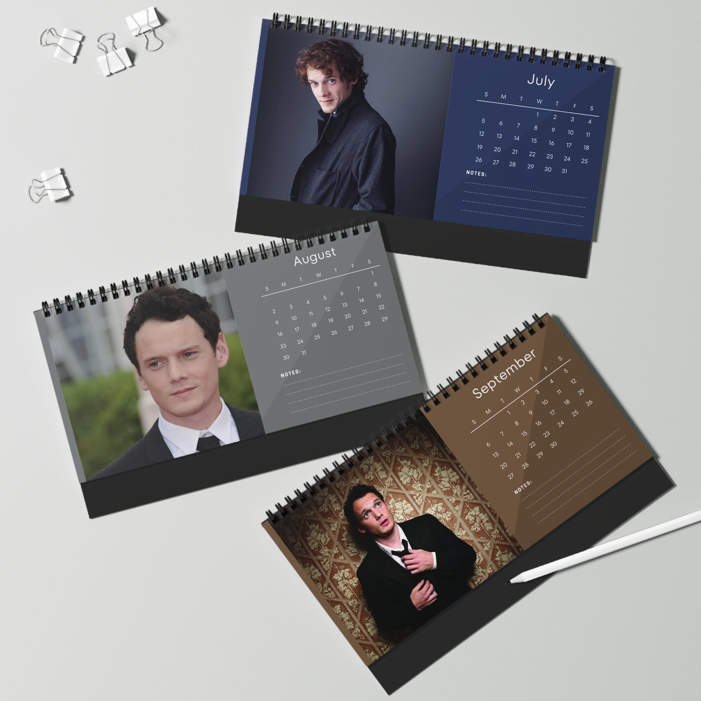 Anton Yelchin 2026 Desk Calendar | Celebrity Spiral Bound Photo Calendar | Fan Collectible Gift | Stylish Desk & Office Décor