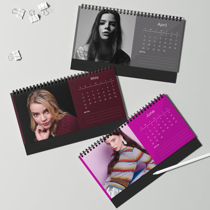 Anya Taylor-Joy 2026 Desk Calendar | Celebrity Spiral Bound Photo Calendar | Fan Collectible Gift | Elegant Desk & Office Décor