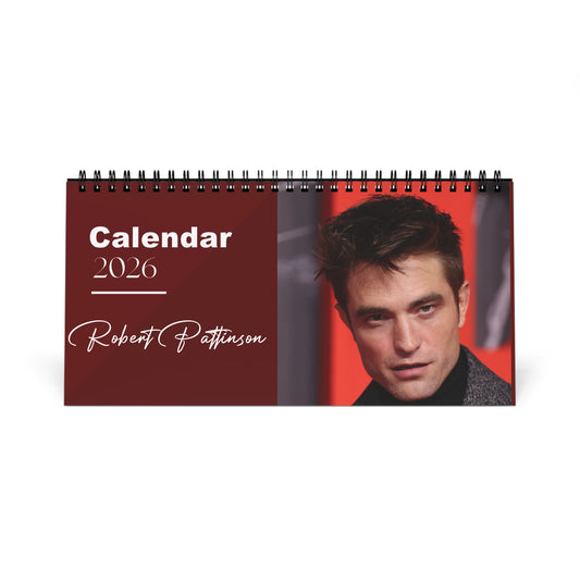 Robert Pattinson 2026 Desk Calendar | Premium Spiral Bound Celebrity Photo Calendar | High-Quality Fan Gift & Desk Décor