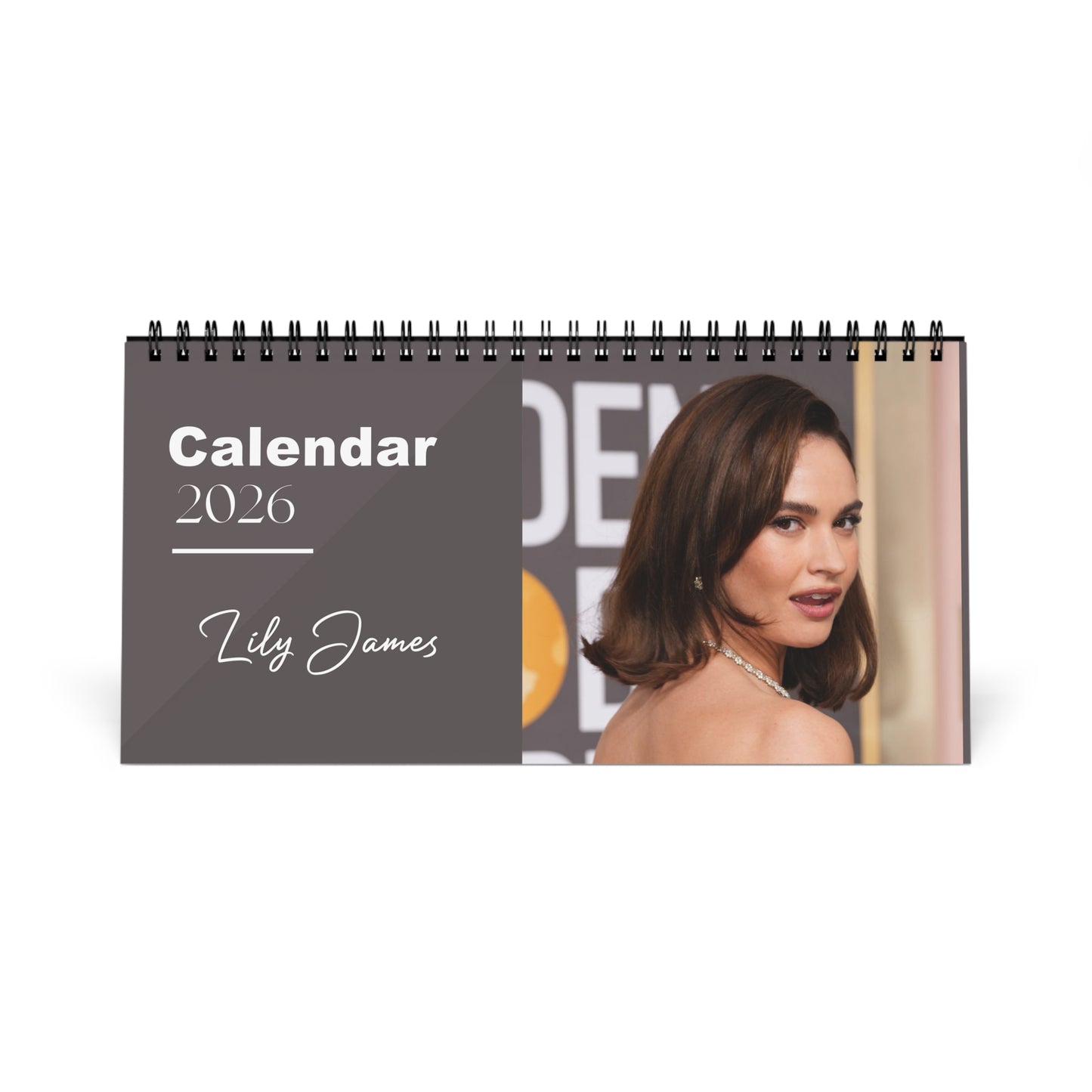 Lily James 2026 Desk Calendar | Premium Spiral Bound Celebrity Photo Calendar | High-Quality Fan Gift & Desk Décor